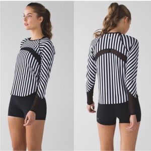 Lululemon Water: Sun Runner Long Sleeve Narrow Bold Stripe Vertical Pr…